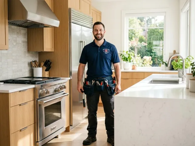 Appliance Repair Hero technician in a Arkansas City, KS kitchen after an appliance repair